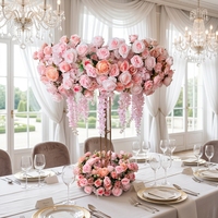 Zartrosa Tischblumen-Centerpiece Seidenrosen-Hortensien Blumenarrangement Hochzeitsempfang Tischdekoration