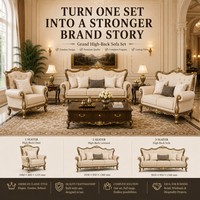 Collection de canapés américains à dossier haut 1, 2 et 3 places pour salon formel, villa, mobilier de projet en gros