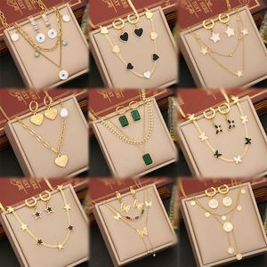 Parure de bijoux de mariage et de fête en acier inoxydable plaqué or 18 carats avec zircon, motif cœur, serpent et papillon, collier, boucles d'oreilles et bracelet pour femme - Product Image 2