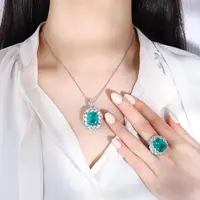 Hochwertiger Damen großer Karat Smaragd High Carbon Diamant Luxus Sterling Silber Schmuck Soilter Ring