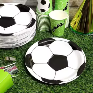 Best Quality 9 Inch Paper <b>Plates</b> Modern CMYK Soccer Sports Themed Hot Selling for Birthday Team Banquet BBQ - Product Image 4