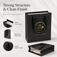 Sac de luxe personnalisé en papier noir de qualité supérieure - Carton noir mat avec détails dorés, poignée tressée durable, recyclable et réutilisable pour bougies