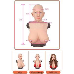 Internet célébrité accessoires femme Cosplay tête masque avec seins plein Silicone couvre-chef mâle à femelle pour mascarade déguisement - Product Image 3