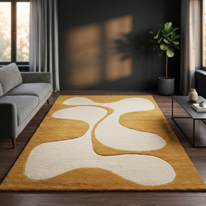Tapis en pure laine douce fait main, motifs floraux uniques, à poils coupés, antidérapant, super tufté, pour salon, couloir, ensembles de tapis de sol - Product Image 2