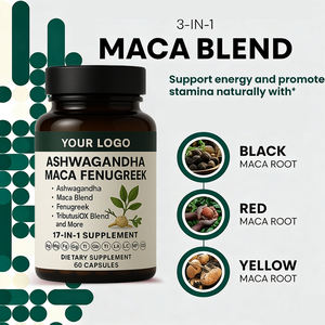 Suplemento Herbal Orgánico Más Vendido, Ashwagandha, Maca, Fenogreco, 60 Cápsulas, Sin Gluten, Vegano, Fábrica con Certificación ISO, OEM - Product Image 2