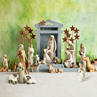 Crèche en résine faite à la main, ensemble de 20 pièces, figurines chrétiennes de Noël, ornement religieux pour la décoration de table, cadeau pour la maison