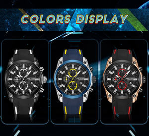 Montres pour hommes <span class=keywords><strong>Megir</strong></span> 2144, mouvement à quartz, fabrication d'origine, <span class=keywords><strong>prix</strong></span> bas, marque tendance, bracelet en silicone, chronographe japonais, sport, mode - Product Image 4