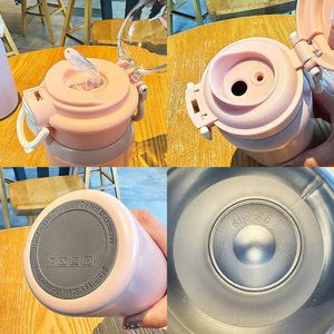 316 Stainless Steel Children's <b>Straw</b> Insulated <b>Cup</b> Spill Proof Leak-Proof <b>Lid</b> 6-12 Hours Thermal Insulation 500ml Back School - Product Image 2