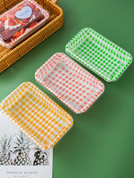 Boîte d'emballage rectangulaire jetable à carreaux pour tiramisu, gâteaux, desserts, sandwichs, pique-niques, déjeuner, fabrication chinoise