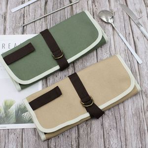 Sac de rangement enroulable vintage en toile, multi-usages, pour cuillères, fourchettes et couverts, support suspendu pour ustensiles de cuisine, durable et réutilisable - Product Image 3