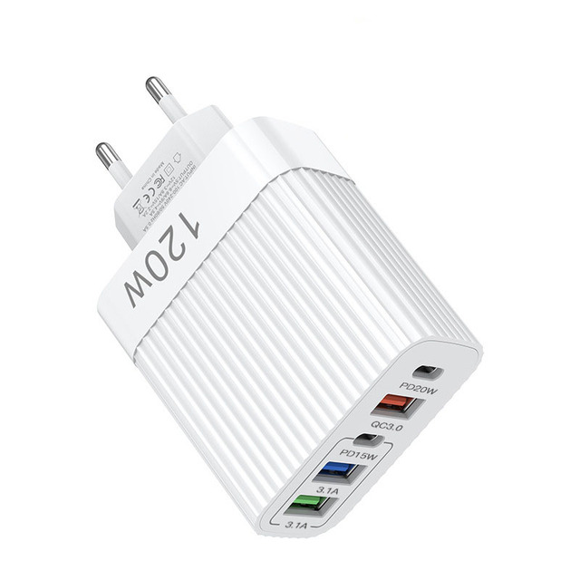 5 Ports 120W USB Charger Fast Charging Type C Phone Charger Power Adapter USB C Wall