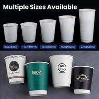 Gobelet à café en papier jetable personnalisé, recyclable, à double paroi, avec couvercle et manchon