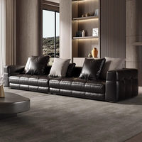 Premium-Produkt Italienischer Stil Echtes Leder Pflegeleicht Schlichte Linien Sofa Direktvertrieb Großhandelslieferung Foshan Fabrikproduktion