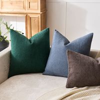 Sarung Bantal Chenille Bertekstur Tenun Slub Vertikal, Sarung Bantal Hias Warna Bumi untuk Sofa