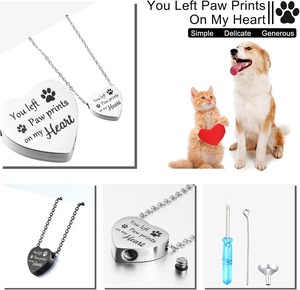 2025 sayap malaikat perhiasan kremasi hewan peliharaan kalung guci untuk abu untuk anjing hewan peliharaan perak Paw cetak liontin Memorial liontin - Product Image 3
