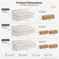 Vakuumverpacktes Komprimiertes Schaumstoff-Sofa mit Tufting, Modulares Geradliniges Design für Apartments, Wohnzimmer-Bodensitzgelegenheit, Möbel für Kleine Räume