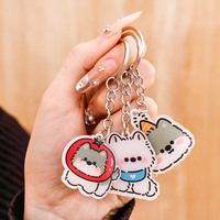 Adorable porte-clés en acrylique avec motif de personnage de chien mignon, pendentif de sac de dessin animé, cadeau pour les amoureux des animaux