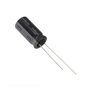 Condensador de Canal de Fabricante, Aluminio, 33uF, 20%, 250V, Radial, de Orificio Pasante, UVK2E330MPD1TD, 33 uF - Product Image 1