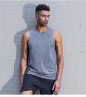 Kuru fit erkek egzersiz spor salonu için üst giyim spor vücut geliştirmeci Stringer kas kesim kolsuz T Shirt
