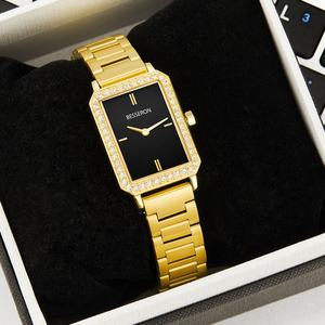 Montre à quartz élégante et luxueuse pour femmes avec cadran carré serti de diamants, logo personnalisé, bracelet en acier inoxydable, nouveau cadeau de bijoux pour femmes - Product Image 1