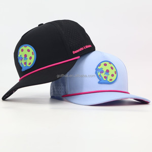 Custom Design <b>Waterproof</b> 5 Panel Baseball Cap Hydro Breathable Golf <b>Hat</b> with Rubber Logo Laser Cut Perforated Rope for outdoor - Product Image 1