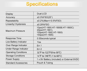Hti HT-1890 sıcak satış yüksek kalite dijital basınçlı manometre; Basınç göstergesi Manomter taşınabilir göstergesi/L ile diferansiyel basınç - Product Image 5