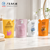 Sachet de recharge de savon liquide en plastique Doypack thermoscellable pour détergent à lessive avec ligne de déchirement facile