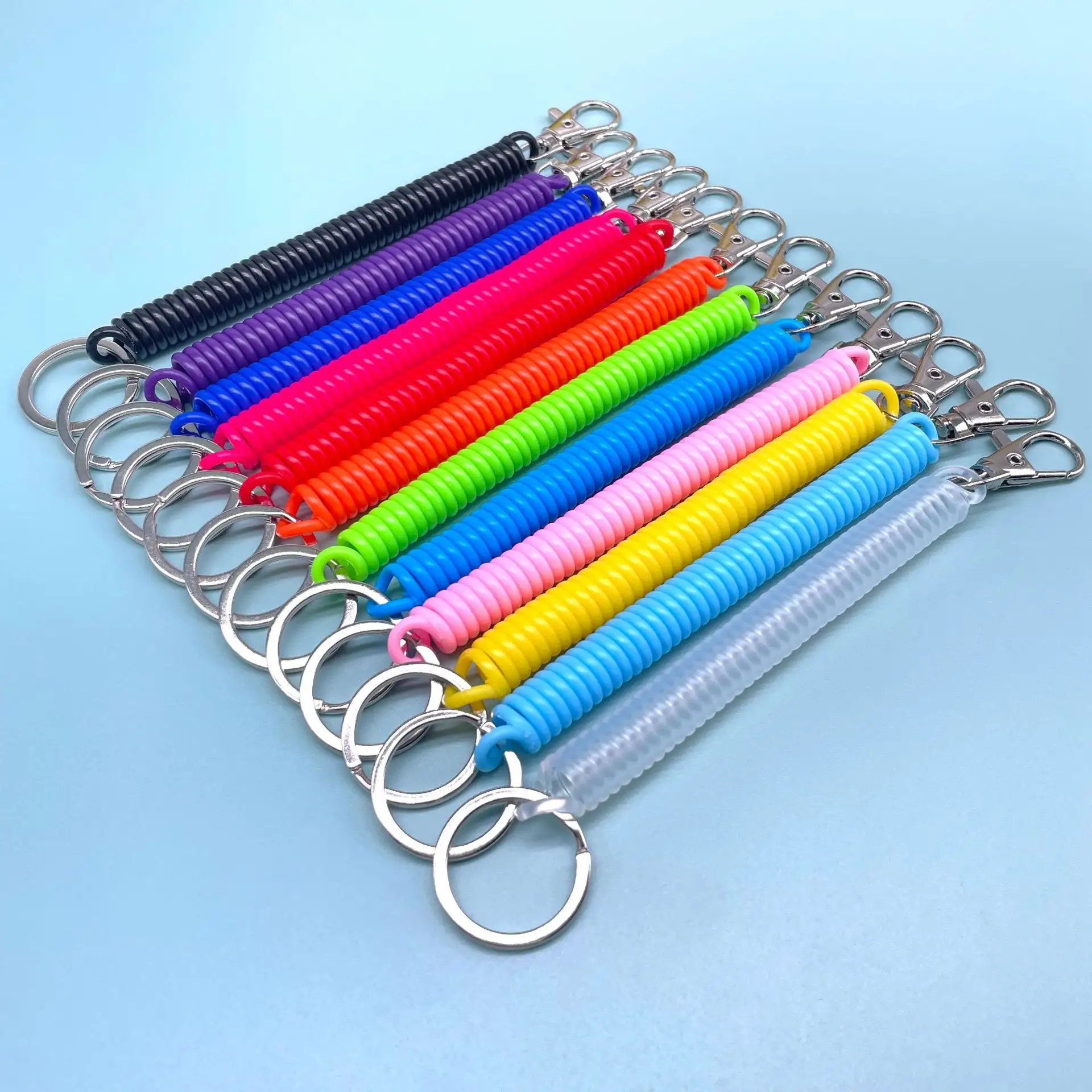 PATIKIL Llavero Retráctil Helicoidal De 20 Cm, 2 Unidades, Color Naranja, Con Mosquetón Para Llaves Y Cartera