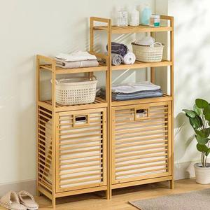 Support de rangement multifonctionnel en <span class=keywords><strong>bambou</strong></span> pour toilettes pour le salon de la maison comprenant un panier à linge sale Meubles de salle de bain - Product Image 2