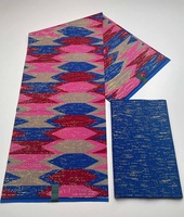 Nouveau Tissu Imprimé Wax Africain 100 % Coton Holland Kente Cire Dorée 4 Yards + 2 Yards pour Robe Femme