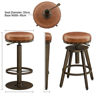 Ensemble de 2 tabourets de bar modernes <span class=keywords><strong>pour</strong></span> la maison, hauteur réglable, pivotants, sièges rembourrés en similicuir, repose-pieds en métal, base en bois, <span class=keywords><strong>pour</strong></span> îlot de <span class=keywords><strong>cuisine</strong></span> - Product Image 1
