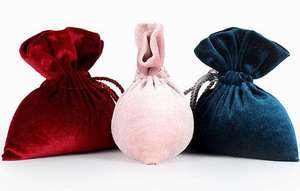 Bolsa de Regalo de Terciopelo Rosa y Azul con Borlas, Bolsa Protectora con Cordón, Material de Yute Reciclable para Manualidades - Product Image 6