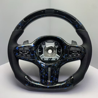 Volant de voiture en fibre de carbone forgé sur mesure avec des paillettes bleues pour BMW G20 G28 G30 G38 G01 G05 M Sport Upgrade Replacement