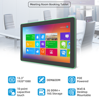Tablet PC Industrial Android PoE Personalizada de 13.3'' con Procesador de Cuatro Núcleos a 1.8GHz, Wifi, NFC, Cámara, Lector de Códigos QR, 300 Nits, para Reserva de Salas de Reuniones
