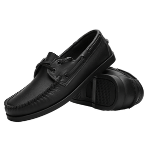 Mocasines Clásicos Negros de Piel Genuina para Hombre, Estilo Nuevo, con Plantilla EVA para Primavera, Verano, Otoño e Invierno - Product Image 1