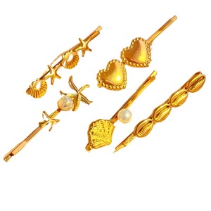 กิ๊บติดผมรูปปลาดาวสองตัว เปลือกหอยสองตัว ตัวหนีบเดียว ชุบ PVD 18K สแตนเลสกันน้ำ - Product Image 6