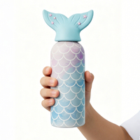 Bouteille d'eau isotherme en acier inoxydable sans BPA, de qualité alimentaire, anti-fuite, avec couvercle en forme d'animal, paille intégrée, garde au chaud 12h/au froid 24h, pour enfants