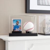 Boîte de présentation de baseball en acrylique pour une seule balle, boîte à souvenirs, cadeau avec porte-carte de sport pour les amateurs de baseball