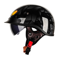 Casque de moto demi-face léger 900g en ABS avec visière intérieure, ventilé, idéal pour l'été, pour adultes