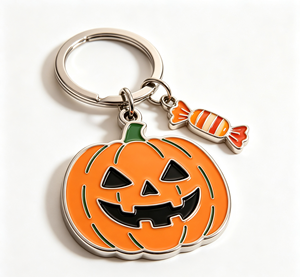 Porte-clés en métal émaillé Citrouille d'Halloween, en alliage de zinc, cadeau souvenir personnalisé - Product Image 2