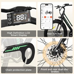 Vélo électrique de ville pour femmes <span class=keywords><strong>HITWAY</strong></span>, 27,5 pouces, 36V 13Ah, moteur 250W, autonomie 50-100 km, freins à disque doubles, moteur roue arrière - Product Image 5