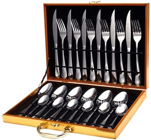 Ensemble <span class=keywords><strong>de</strong></span> Vaisselle en Acier inoxydable Cuillère <span class=keywords><strong>et</strong></span> <span class=keywords><strong>Fourchette</strong></span> 24 pièces Couverts Couverts <span class=keywords><strong>Set</strong></span> <span class=keywords><strong>de</strong></span> Couverts en Or - Product Image 1