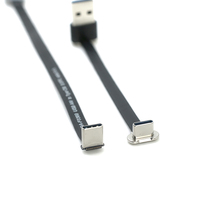 Coudière USB 2.0 personnalisée à 90 degrés, mâle A vers 90 degrés °   Câble plat FPC mâle de type C, câble ruban flexible à angle droit et profil bas