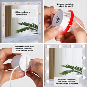 10 ampoules LED dimmables pour <span class=keywords><strong>miroir</strong></span> <span class=keywords><strong>de</strong></span> maquillage Hollywood, alimentées par USB, à coller, pour <span class=keywords><strong>salle</strong></span> <span class=keywords><strong>de</strong></span> <span class=keywords><strong>bain</strong></span>, chambre à coucher, coiffeuse - Product Image 4