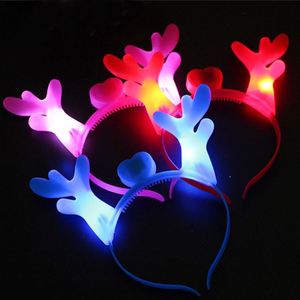 Diadema Navideña Brillante con Diseño de Dibujos Animados, Suministros de Decoración Navideña, Luces LED, Diadema con Plumas de Reno y Hebilla - Product Image 2