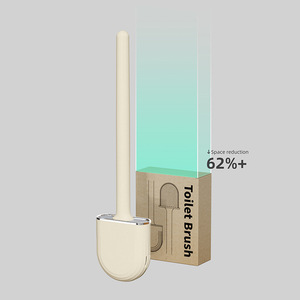 Cepillo de inodoro de plástico suave para el hogar, sin esquinas muertas, con base, cepillo de limpieza con varilla desmontable - Product Image 4