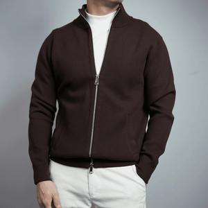 الخريف جديد الرجال ضئيلة ضوء فاخر خفيف سترة بسيطة بلون واحد طوق مع سحاب مزدوج - Product Image 4