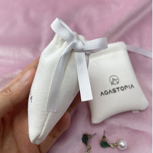 Custom logo Printed <b>White</b> Soft Drawstring Velvet <b>Bag</b> Pouch Necklace Jewelry <b>Bag</b> Tarot Pouch Drawstring <b>Small</b> Velvet Gift <b>Bag</b> - Product Image 5
