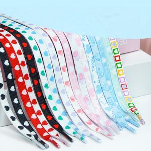 Olian Vente en gros Personnalisé Qualité supérieure Pêche Coeur Imprimé Noir Blanc AF Lacet Toile Sport Lacets Plats - Product Image 2