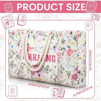 Sac de rangement pour tuiles de Mahjong avec poignées en corde, toile de coton, pochette zippée, étiquette Mahjong bleue, grande capacité